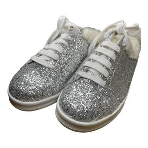 Rampage Silver Glitter Slip On Lace Up Mules in Womens Size 6